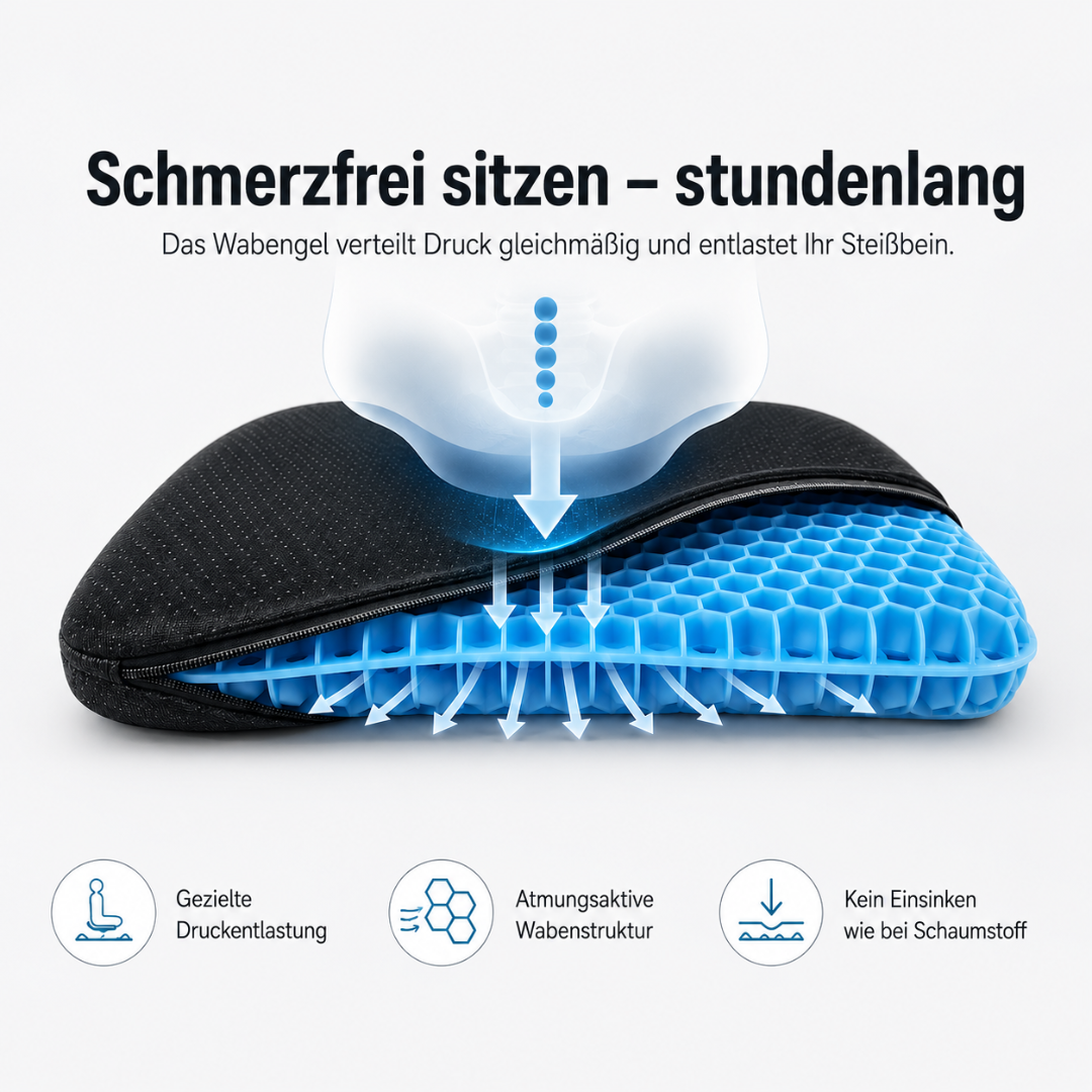 Relada Gel-Sitzkissen für schmerzfreies Sitzen