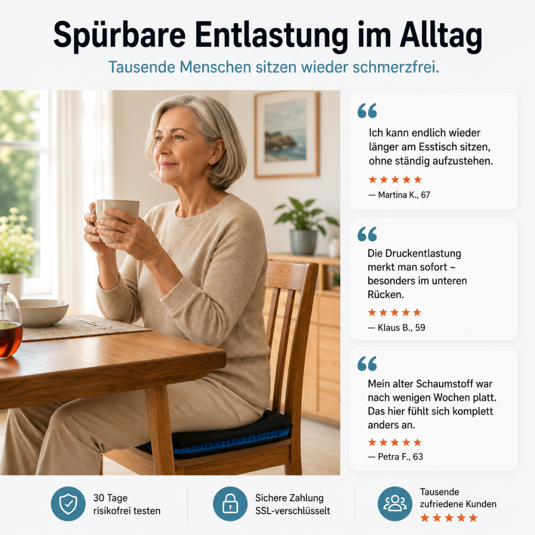 Relada Gel-Sitzkissen für schmerzfreies Sitzen